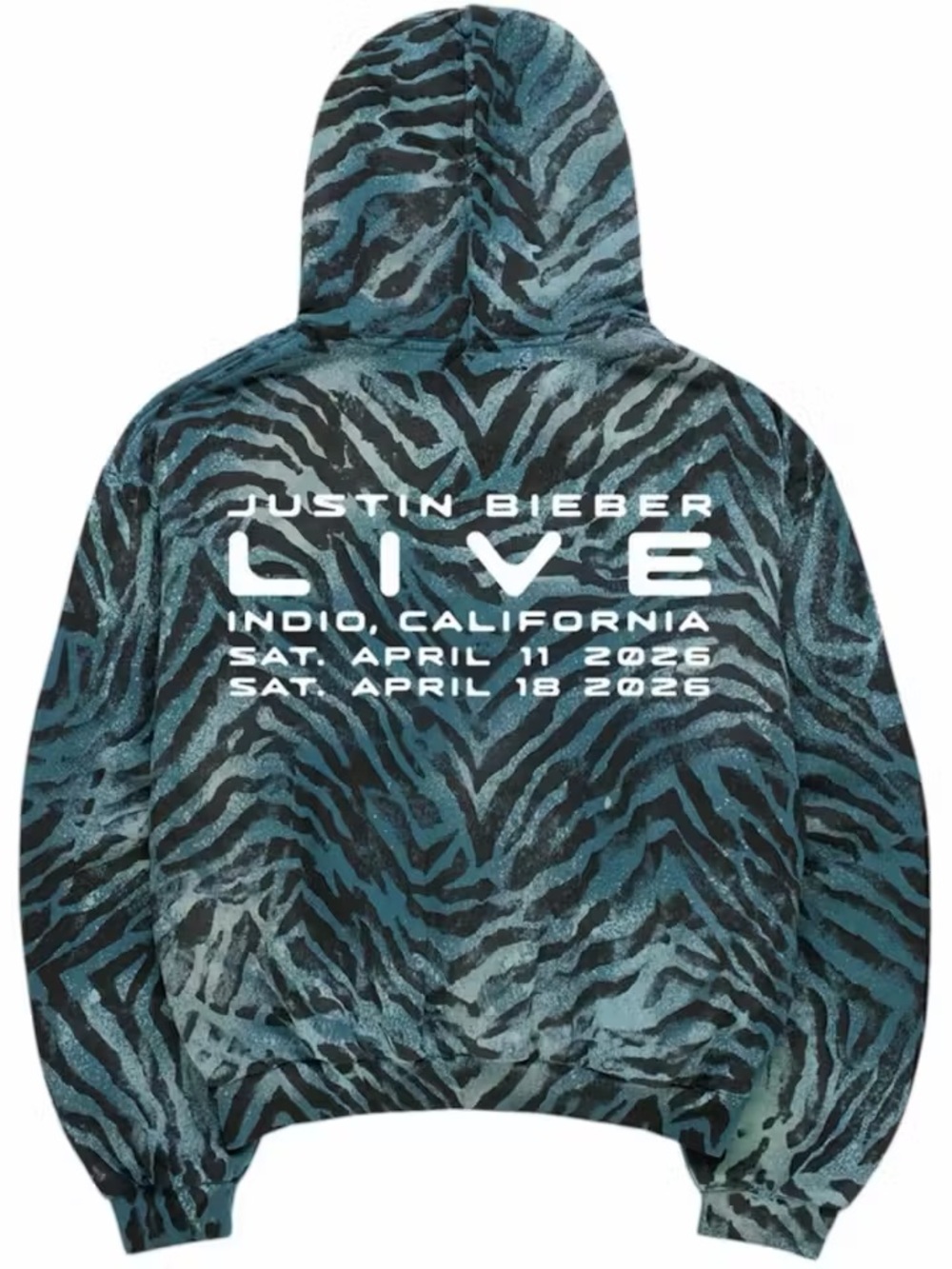 OFFICIAL COACHELLA SKYLRK Justin
Bieber Zebra Print Size Large